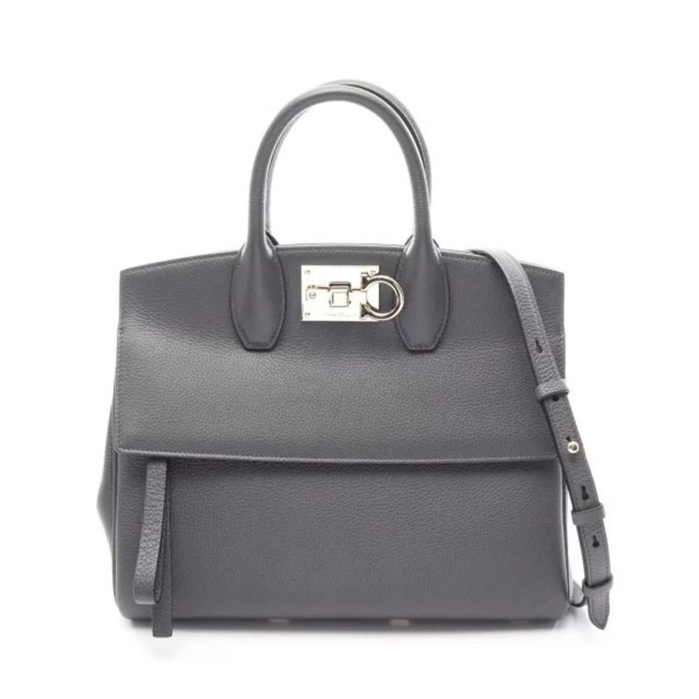 Salvatore Ferragamo Gancini handbag leather gray
